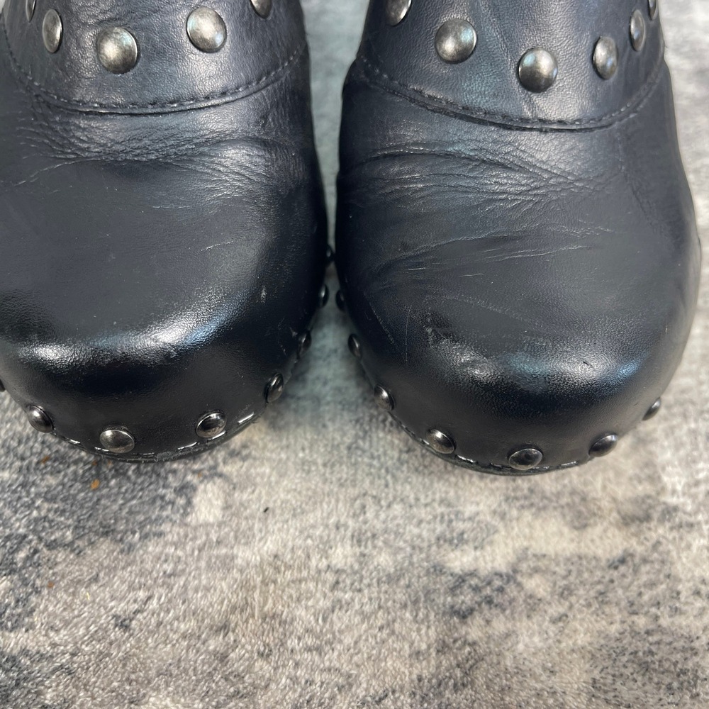 Dansko Womens 37 Ryder Clogs Black Leather Studded Western Block Heel Mules - Picture 11 of 13